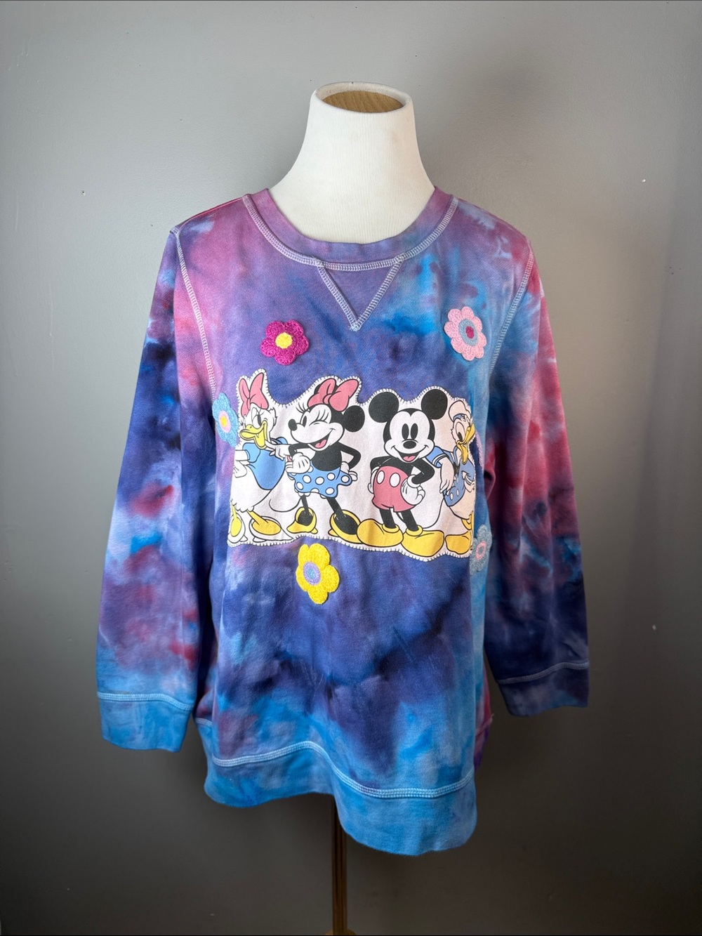 Tie-Dye Sweatshirt with Mickey & Friends - Purple Blue Pink